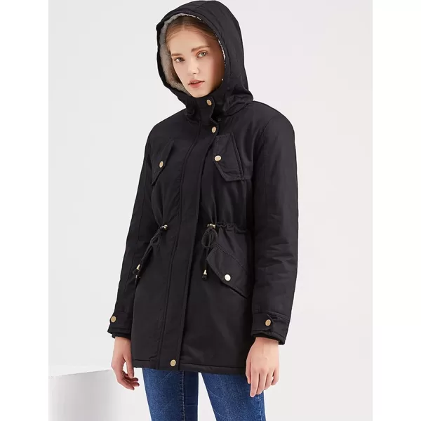 Flygo Women's Winter Fleece Sherpa Lined Hooded Parka Jacket Warm Coat with Pockets