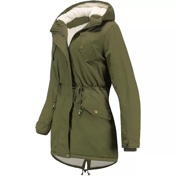 Flygo Women's Winter Fleece Sherpa Lined Hooded Parka Jacket Warm Coat with Pockets