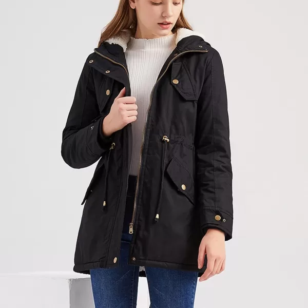 Flygo Women's Winter Fleece Sherpa Lined Hooded Parka Jacket Warm Coat with Pockets