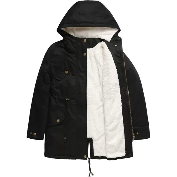 Flygo Women's Winter Fleece Sherpa Lined Hooded Parka Jacket Warm Coat with Pockets