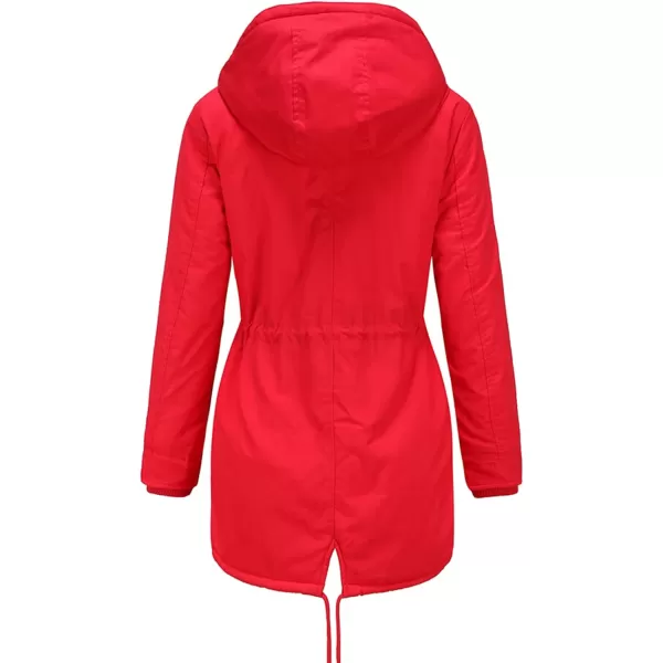 Flygo Women's Winter Fleece Sherpa Lined Hooded Parka Jacket Warm Coat with Pockets