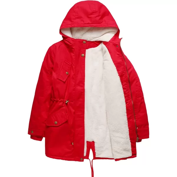 Flygo Women's Winter Fleece Sherpa Lined Hooded Parka Jacket Warm Coat with Pockets