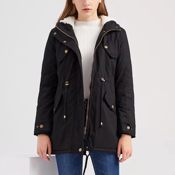 Flygo Women's Winter Fleece Sherpa Lined Hooded Parka Jacket Warm Coat with Pockets