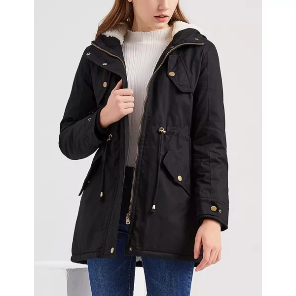 Flygo Women's Winter Fleece Sherpa Lined Hooded Parka Jacket Warm Coat with Pockets