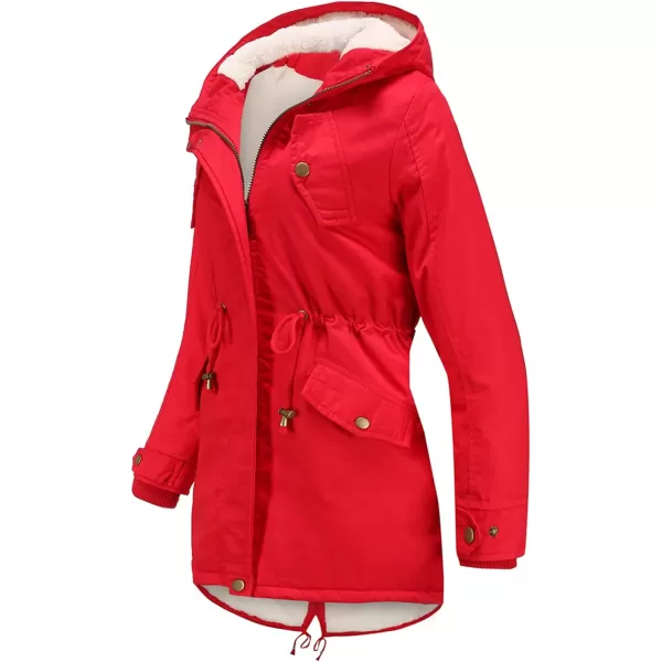 Flygo Women's Winter Fleece Sherpa Lined Hooded Parka Jacket Warm Coat with Pockets