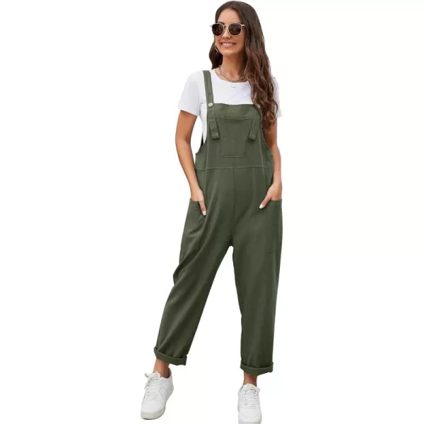 Flygo Women's Casual Cotton Overalls Wide Leg Loose Fit Jumpsuit Baggy Rompers with Pockets