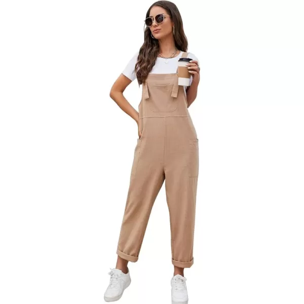 Flygo Women's Casual Cotton Overalls Wide Leg Loose Fit Jumpsuit Baggy Rompers with Pockets