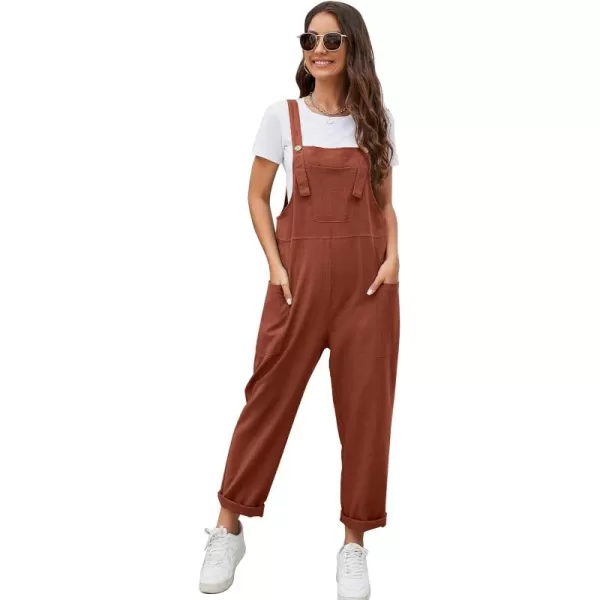 Flygo Women's Casual Cotton Overalls Wide Leg Loose Fit Jumpsuit Baggy Rompers with Pockets