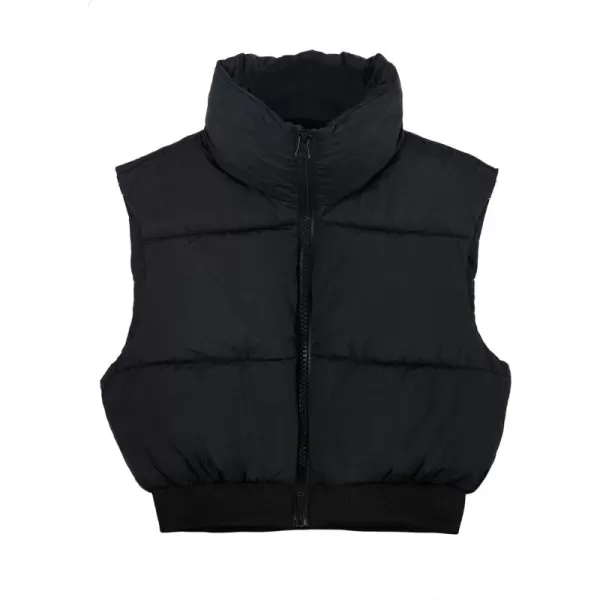 Flygo Women's Cropped Puffer Vest Zip Up Stand Collar Sleeveless Padded Bubble Vest