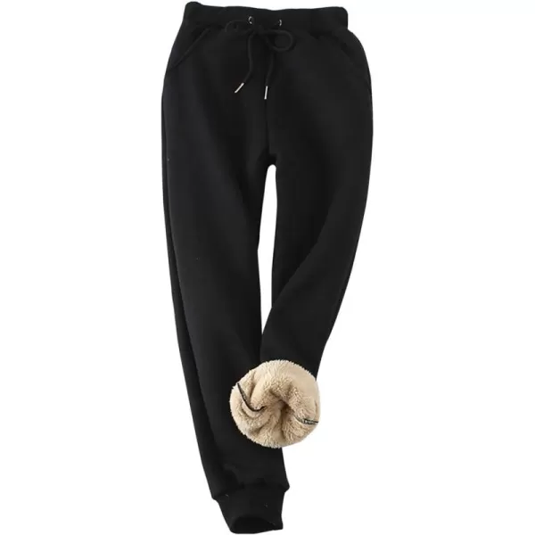 Flygo Women's Warm Fleece Joggers Pants Sherpa Lined Active Running Sweatpants