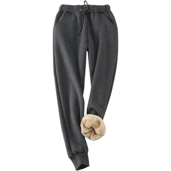 Flygo Women's Warm Fleece Joggers Pants Sherpa Lined Active Running Sweatpants
