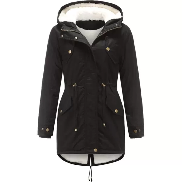 Flygo Women's Winter Fleece Sherpa Lined Hooded Parka Jacket Warm Coat with Pockets