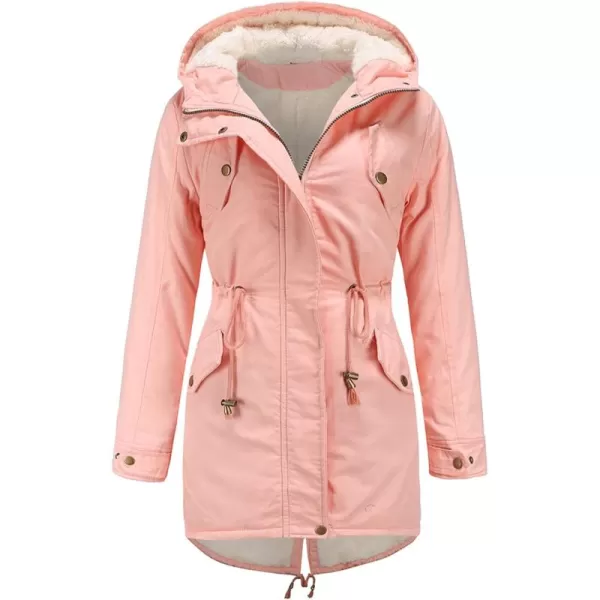 Flygo Women's Winter Fleece Sherpa Lined Hooded Parka Jacket Warm Coat with Pockets