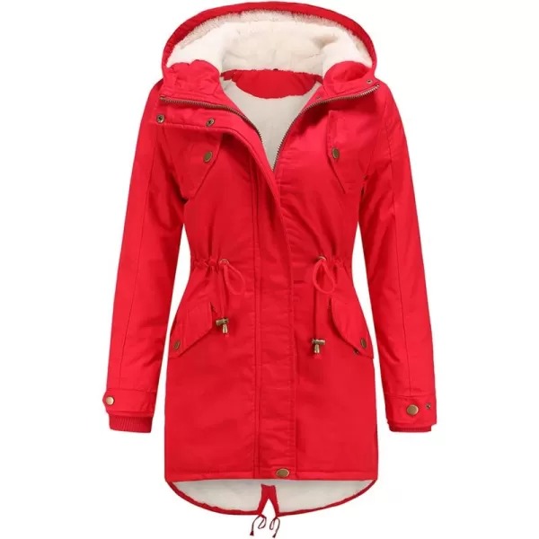 Flygo Women's Winter Fleece Sherpa Lined Hooded Parka Jacket Warm Coat with Pockets