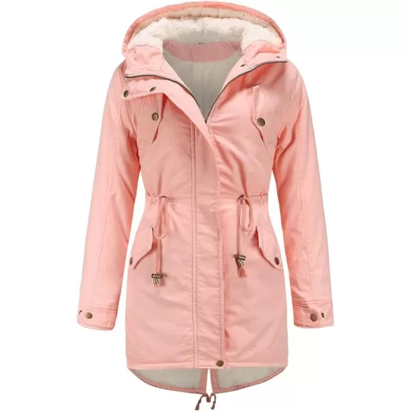 Flygo Women's Winter Fleece Sherpa Lined Hooded Parka Jacket Warm Coat with Pockets