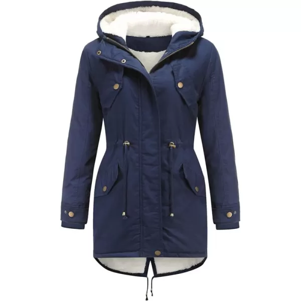 Flygo Women's Winter Fleece Sherpa Lined Hooded Parka Jacket Warm Coat with Pockets