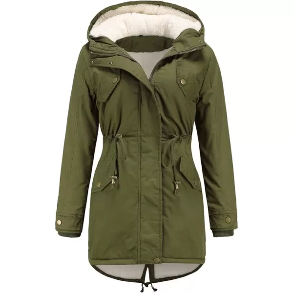 Flygo Women's Winter Fleece Sherpa Lined Hooded Parka Jacket Warm Coat with Pockets