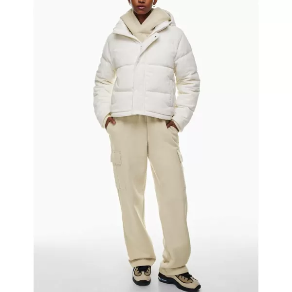 Flygo Corduroy Cropped Puffer Jacket Womens Winter Jackets Long Sleeve Down Puffer coat
