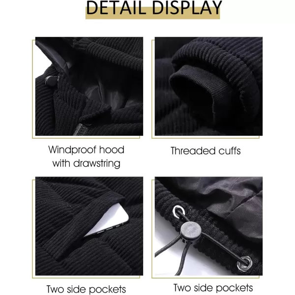 Flygo Corduroy Cropped Puffer Jacket Womens Winter Jackets Long Sleeve Down Puffer coat