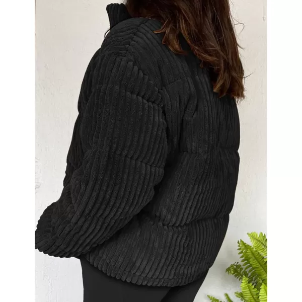 Flygo Corduroy Cropped Puffer Jacket Womens Winter Jackets Long Sleeve Down Puffer coat