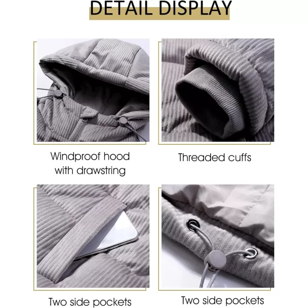 Flygo Corduroy Cropped Puffer Jacket Womens Winter Jackets Long Sleeve Down Puffer coat