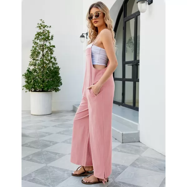 Flygo Cotton Linen Black Overalls for Women Loose Fit Adjustable Bib Overall Jumpsuit Rompers