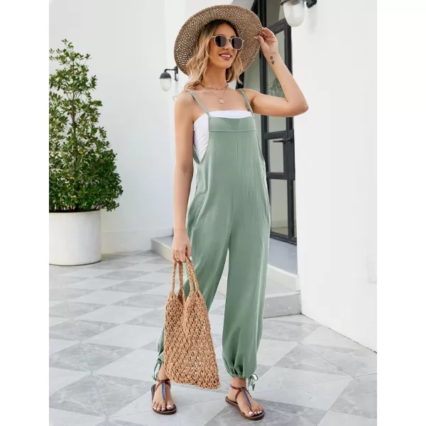 Flygo Cotton Linen Black Overalls for Women Loose Fit Adjustable Bib Overall Jumpsuit Rompers