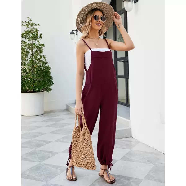 Flygo Cotton Linen Black Overalls for Women Loose Fit Adjustable Bib Overall Jumpsuit Rompers