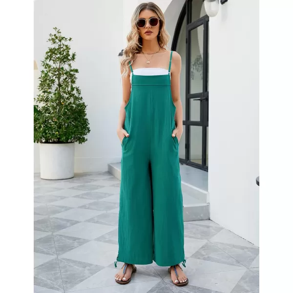 Flygo Cotton Linen Black Overalls for Women Loose Fit Adjustable Bib Overall Jumpsuit Rompers