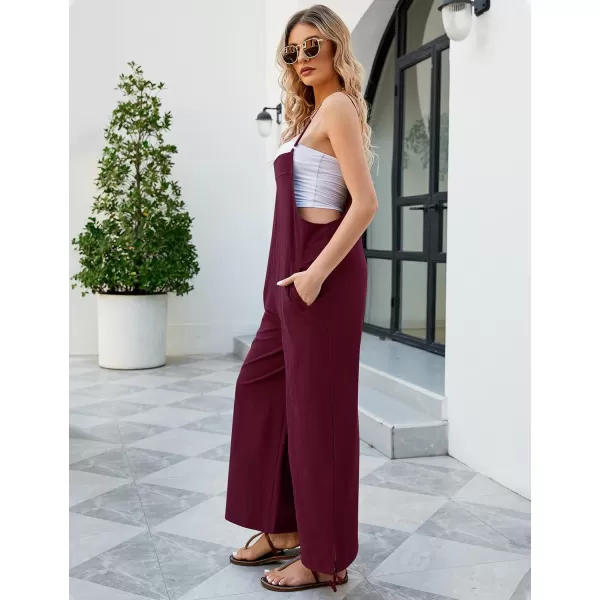 Flygo Cotton Linen Black Overalls for Women Loose Fit Adjustable Bib Overall Jumpsuit Rompers