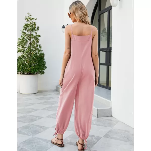 Flygo Cotton Linen Black Overalls for Women Loose Fit Adjustable Bib Overall Jumpsuit Rompers