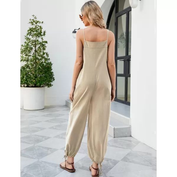 Flygo Cotton Linen Black Overalls for Women Loose Fit Adjustable Bib Overall Jumpsuit Rompers