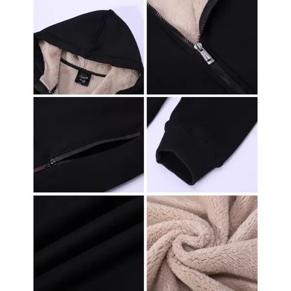 Flygo Fleece Hoodie for Men Warm Full Zip Sherpa Lined Sweatshirt Winter Jacket