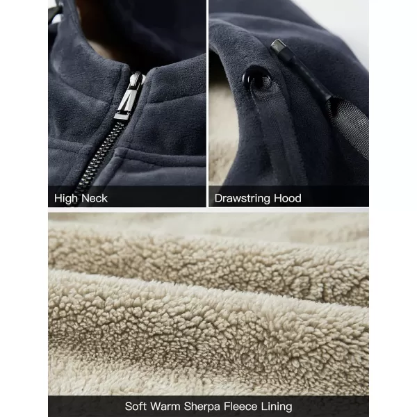 Flygo Fleece Hoodie for Men Warm Full Zip Sherpa Lined Sweatshirt Winter Jacket