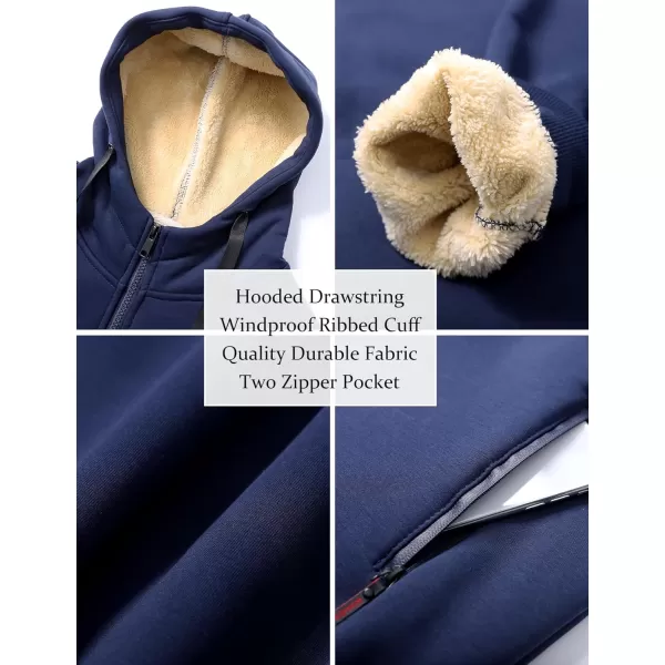 Flygo Fleece Hoodie for Men Warm Full Zip Sherpa Lined Sweatshirt Winter Jacket