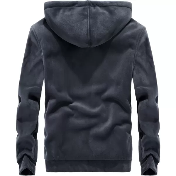 Flygo Fleece Hoodie for Men Warm Full Zip Sherpa Lined Sweatshirt Winter Jacket