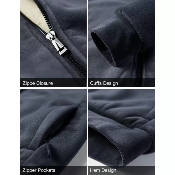Flygo Fleece Hoodie for Men Warm Full Zip Sherpa Lined Sweatshirt Winter Jacket