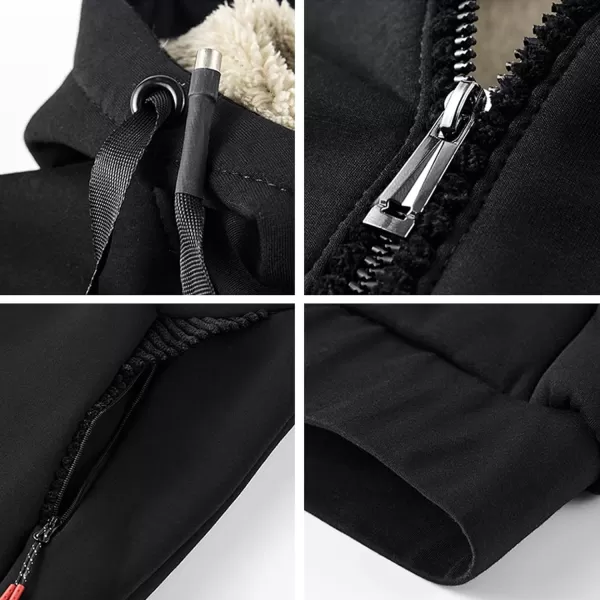 Flygo Fleece Hoodie for Men Warm Full Zip Sherpa Lined Sweatshirt Winter Jacket