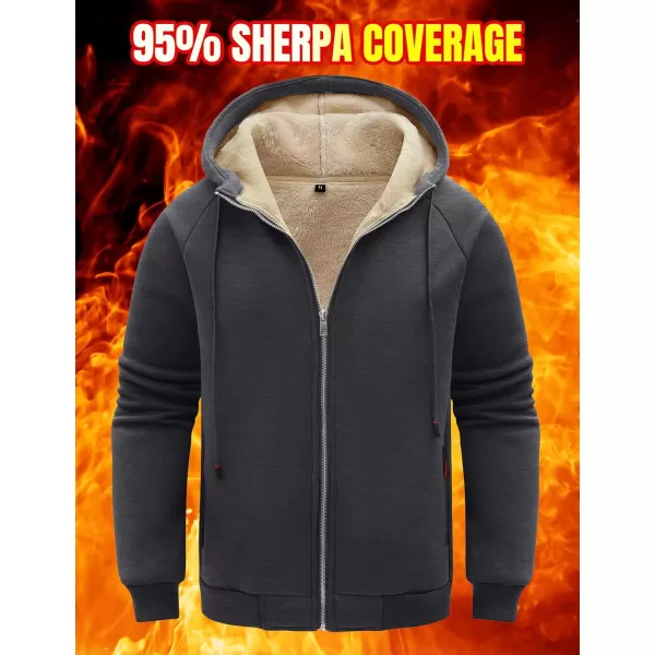 Flygo Fleece Hoodie for Men Warm Full Zip Sherpa Lined Sweatshirt Winter Jacket