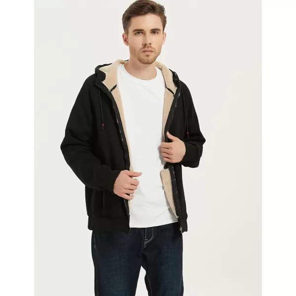 Flygo Fleece Hoodie for Men Warm Full Zip Sherpa Lined Sweatshirt Winter Jacket