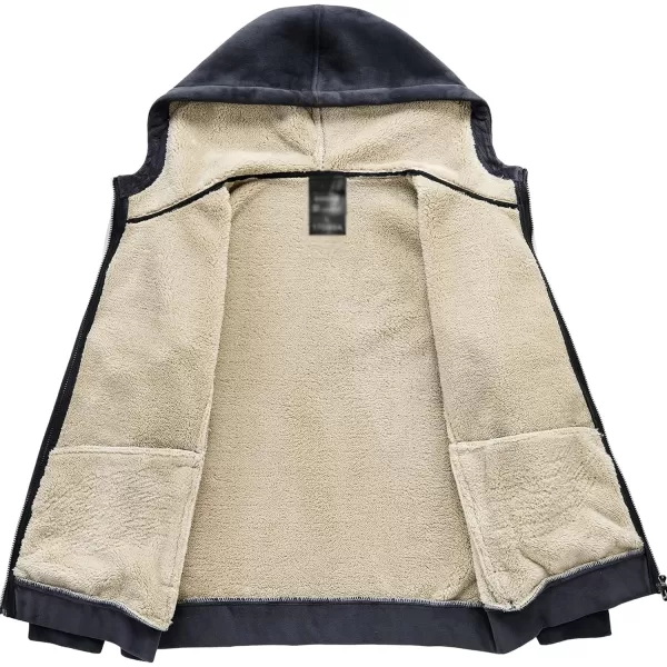 Flygo Fleece Hoodie for Men Warm Full Zip Sherpa Lined Sweatshirt Winter Jacket