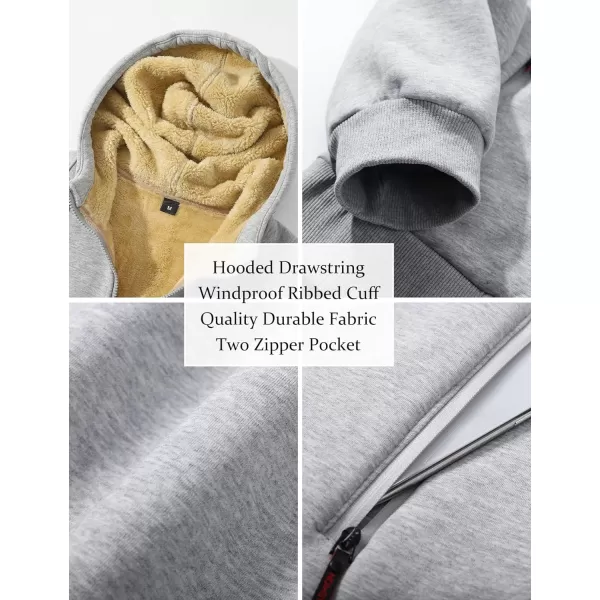 Flygo Fleece Hoodie for Men Warm Full Zip Sherpa Lined Sweatshirt Winter Jacket