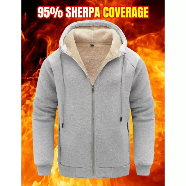 Flygo Fleece Hoodie for Men Warm Full Zip Sherpa Lined Sweatshirt Winter Jacket