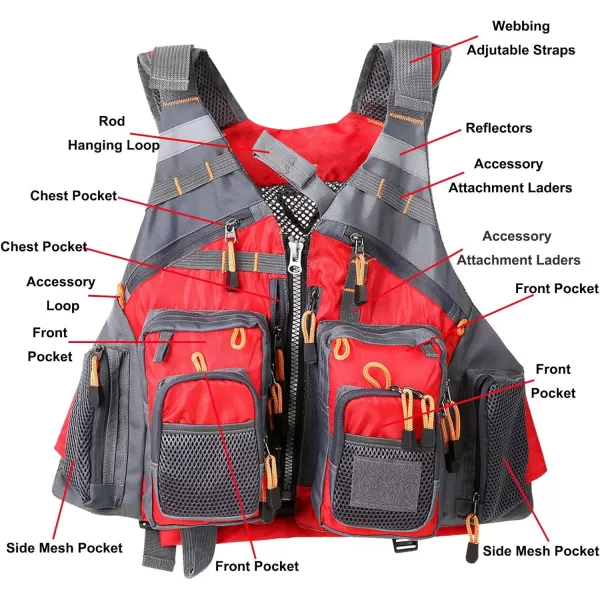 Flygo Fly Fishing Vests Multi Pocket Waistcoat Adjustable Size Gifts for Men and Women