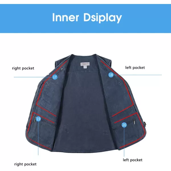 Flygo Men's Casual Multi Pockets Outdoor Work Utility Fishing Photo Journalist Vest