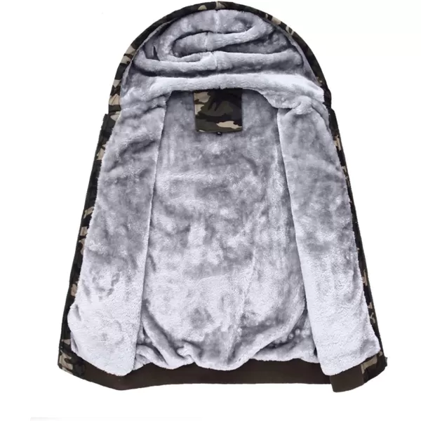 Flygo Men's Casual Winter Warm Thick Fleece Sherpa Lined Full Zip Hoodies Sweatshirt Jacket Outwear