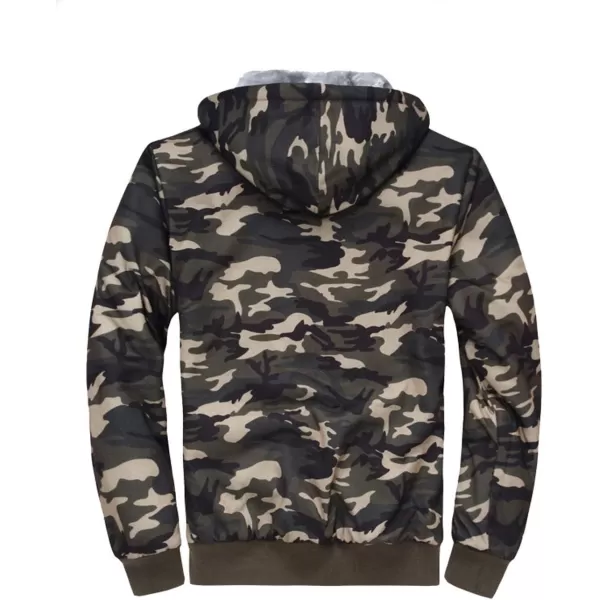 Flygo Men's Casual Winter Warm Thick Fleece Sherpa Lined Full Zip Hoodies Sweatshirt Jacket Outwear