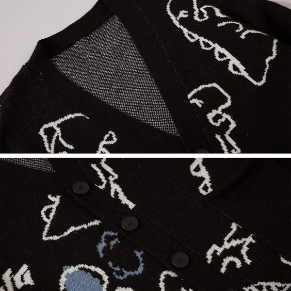 Flygo Mens Cow Sweater Harajuku Oversized Sweaters Casual Knit Pullover Jumper Sweatshirt