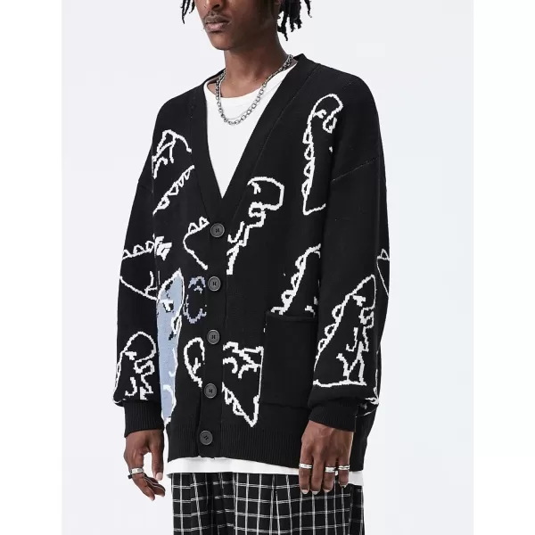 Flygo Mens Cow Sweater Harajuku Oversized Sweaters Casual Knit Pullover Jumper Sweatshirt
