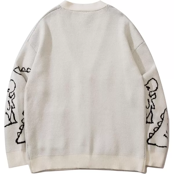 Flygo Mens Cow Sweater Harajuku Oversized Sweaters Casual Knit Pullover Jumper Sweatshirt
